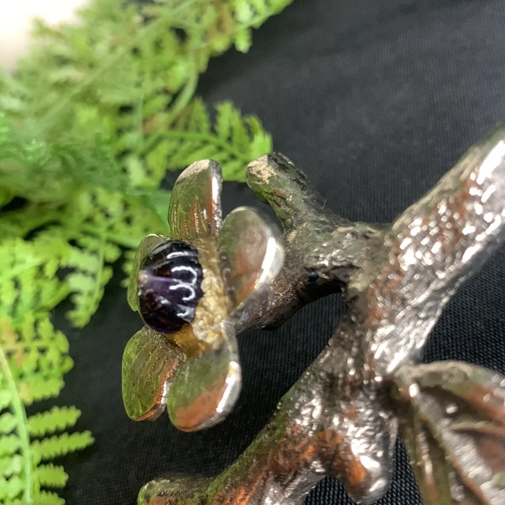 Bombay company amethyst collection silver branch & leaf wedding cake serving set - Picture 10 of 12